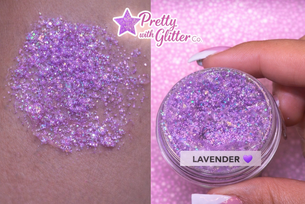 Lavender Glitter gel different custom glitter bows , butterflys