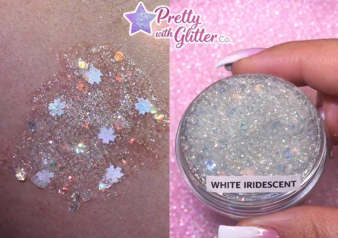 White iridescent glitter gel