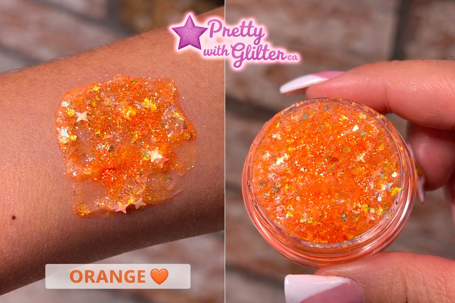 Orange glitter gel