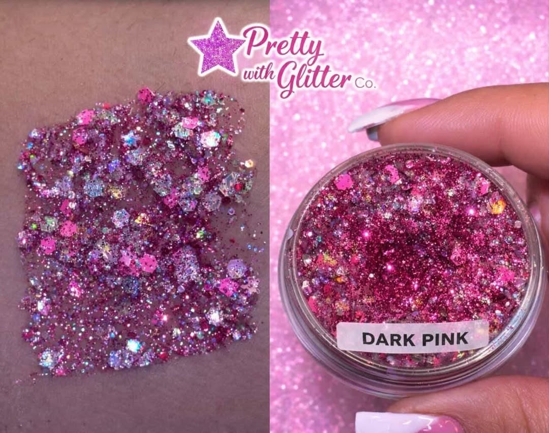 Dark pink glitter gel