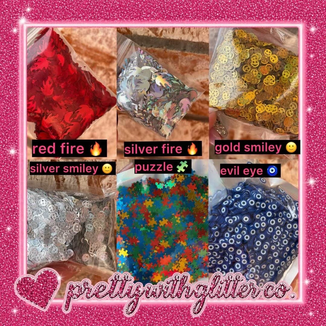 glitter charms to add on